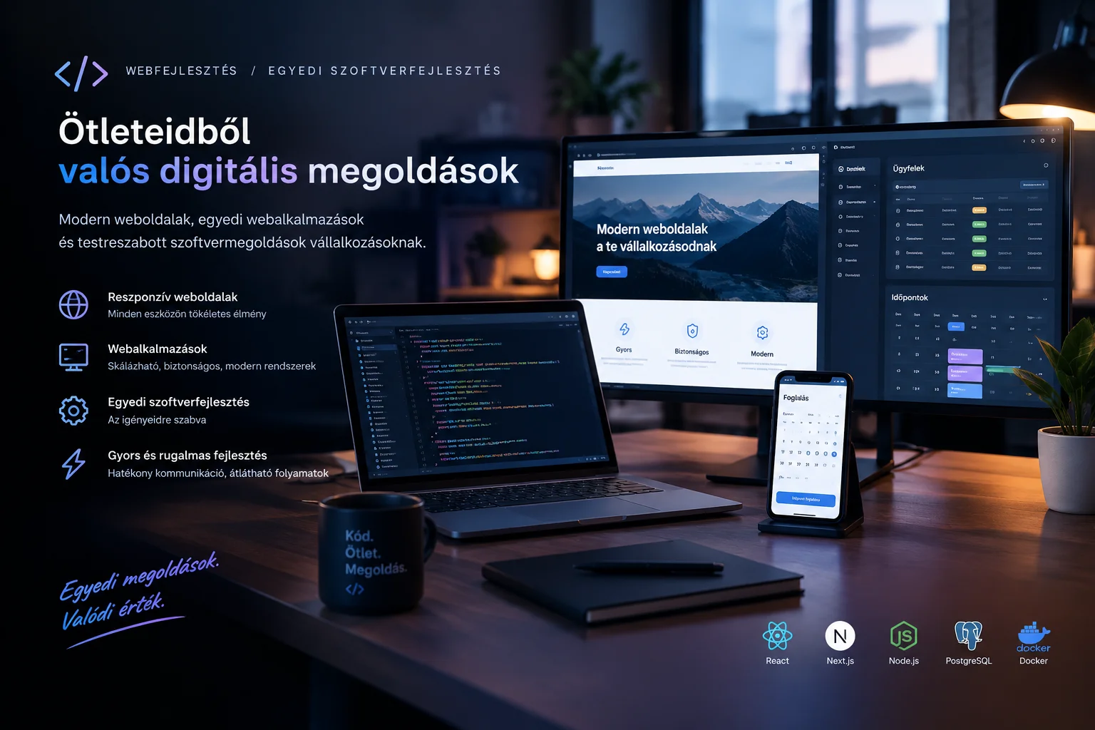 Modern és egyedi webalkalmazások fejlesztése