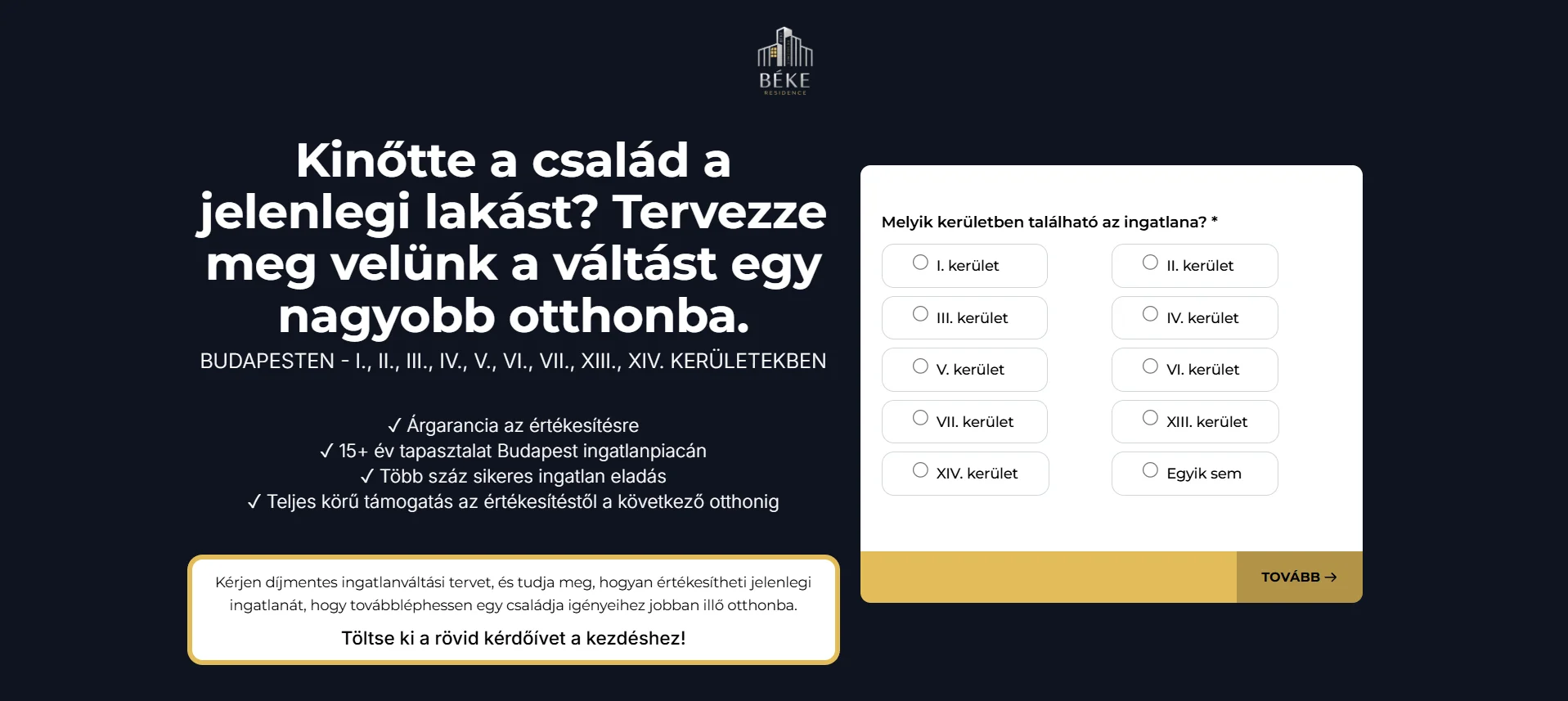 Ajánlatkérő oldal hirdetésekhez (landing oldal)