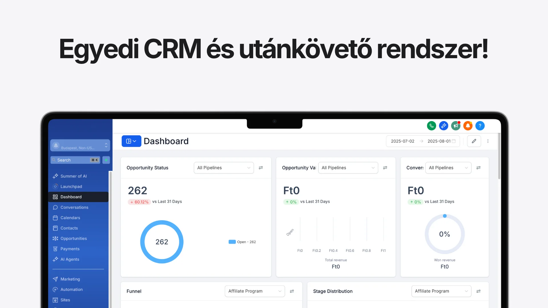 Ügyfélkezelő rendszer kiépítése automatikus utánkövetéssel (CRM)