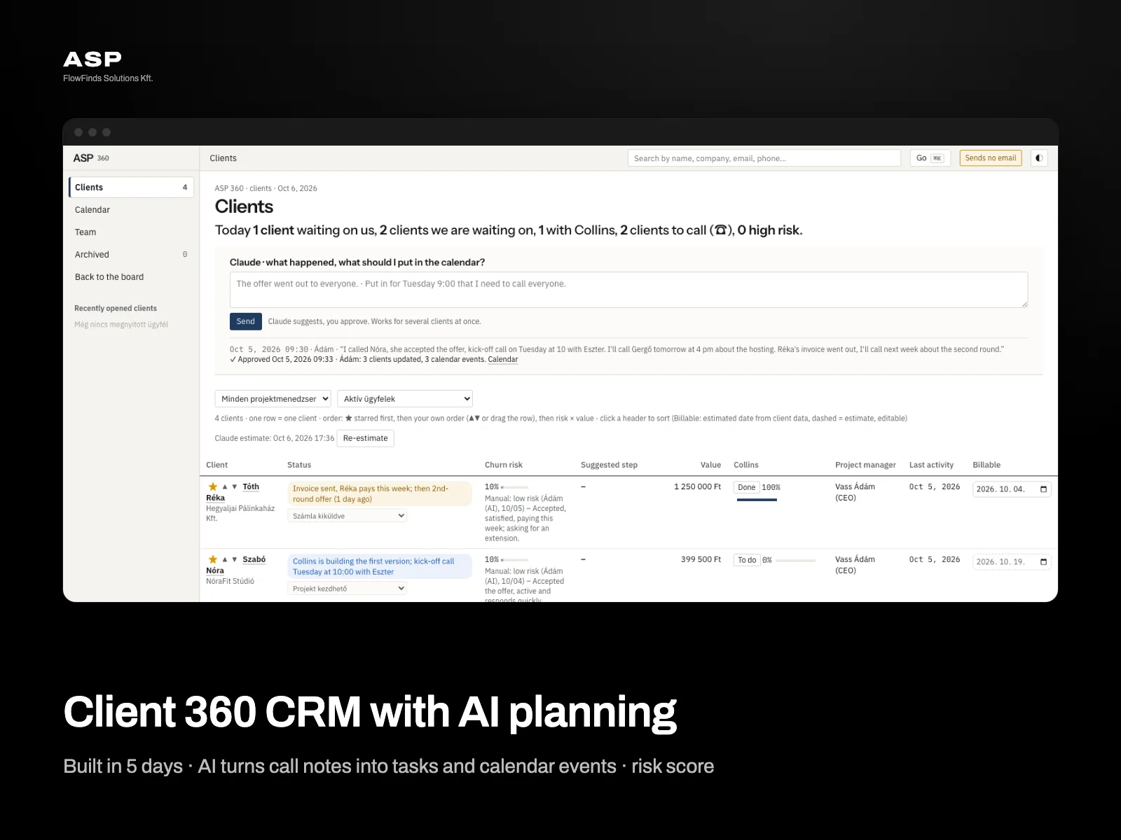 Egyedi CRM-rendszer fejlesztése AI-val, napok alatt