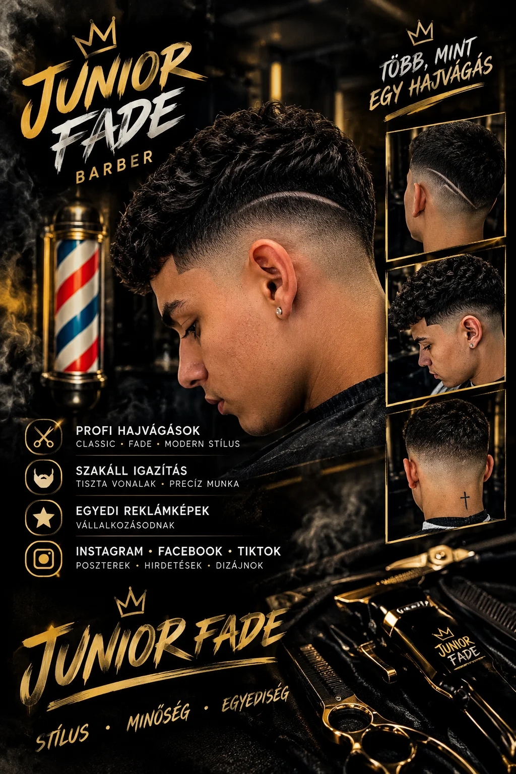 Profi barber reklámképek és fade poszterek készítése